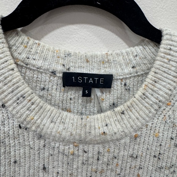 1. STATE Colorblock Puff Sleeve Knit Sweater Black and White Women Small EUC - Picture 8 of 9
